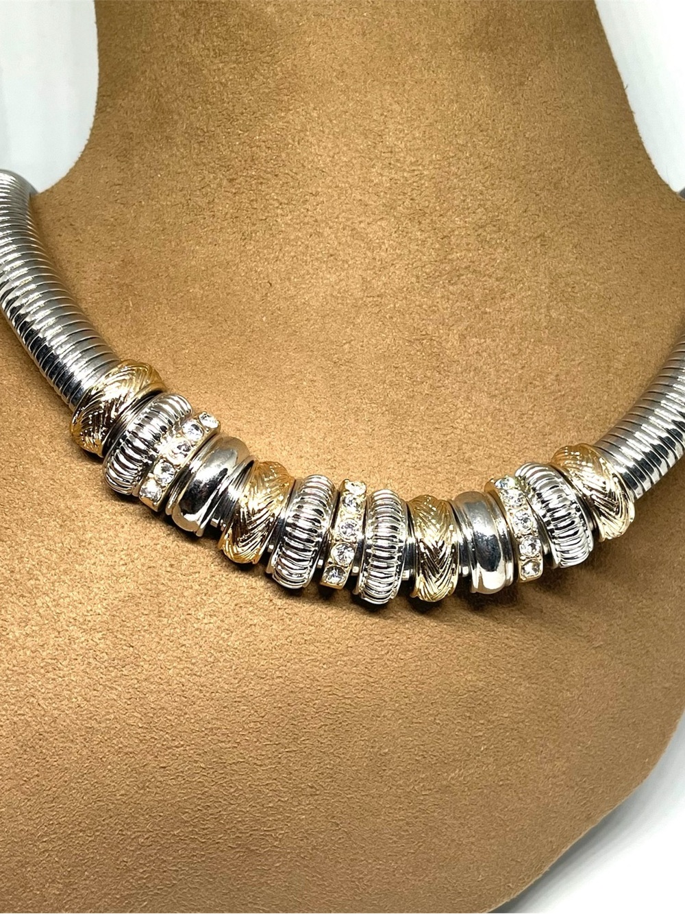 Classic Two-Tone Silver & Gold Statement Necklace